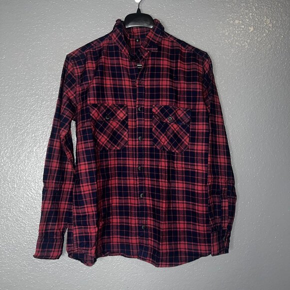 Red Blue Plaid Button Up Flannel Shirt Women’s Small - Picture 1 of 3